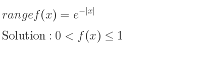 The range of f(x)=e^{-|x|} is 0<f(x)<= 1